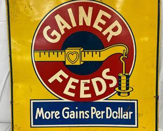 Gainer Feeds Dealer Metal Sign, 20in x 20in
