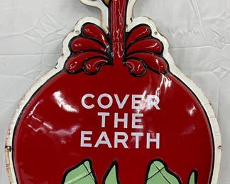 ‘Cover the Earth’ Heavy Emb. Porc. Sign, 26×44 Inches
