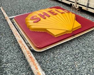 Shell Gas Station Sign with 6ft by 6ft Double-Sided Lexan Faces, 21ft. 6in. pole