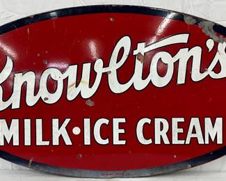 DSP Knowlton’s Milk & Ice Cream Sign, 60×30 Inches