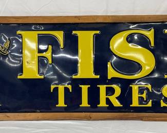 Emb. Fisk Tires SS Metal Sign, 67in x 26in