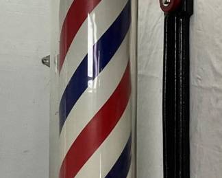 Lighted Barber Pole with Red, White, and Blue Rotating Cylinder