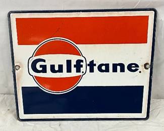 Porc. Gulftane Gas Pump Plate, 11in x 9in