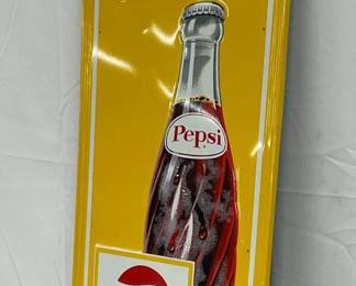 1969 Emb. Pepsi-Cola Self-Framed Metal Sign, Stout Sign Co., 17×47
