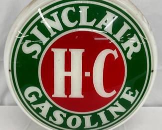 Sinclair H-C Gasoline Milk Glass Wide Body Globe, 16 inches