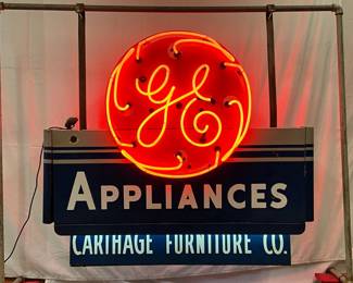 Porc. DS GE Appliances Neon Sign, 55in x 50in w/ 10in. can