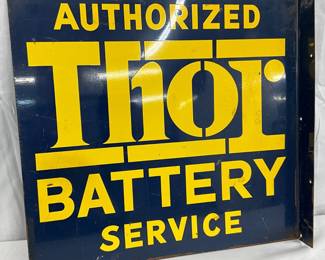 Porc. Thor Battery Service Authorized Flange Sign, 21×20