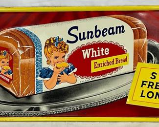 1960 Emb. Sunbeam Bread Metal Sign, 29in x 12in