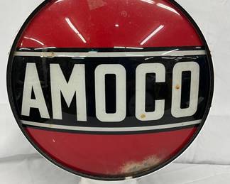 Amoco Metal-Body Early Gas Pump Globe, 17 inch