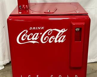 Coca-Cola Carousel Ice Chest Cooler with Working Condition, 30in x 43in, Restored
