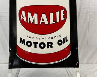 Early Amalie Motor Oil Metal Sidewalk Sign, 24in x 41in