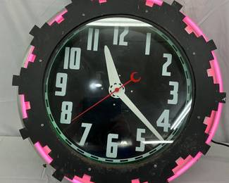 Cleveland Style Double Neon Clock, 26 inches