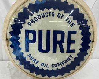 Pure Oil Company Milk Glass Gas Pump Globe, 16 inches