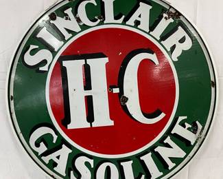 DS Porc. Sinclair Gasoline Sign with Ring, 48 Inches