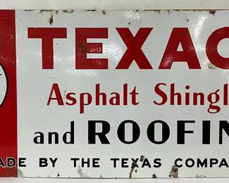Texaco Asphalt Shingles and Roofing Porcelain Sign, 54x24in