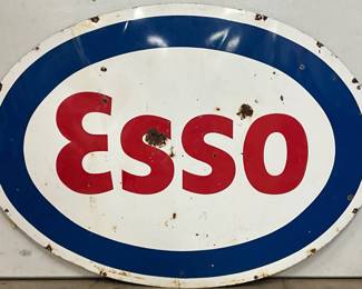 Large SS Porc. Esso Sign