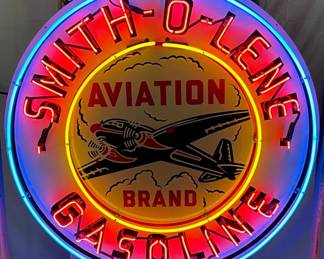 Smith-O-Lene Aviation Brand Gasoline Neon Sign, 48 inches