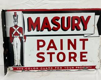 Early Masury Paint Store Flange Sign, 24in x 16in