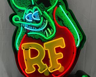 Rat Fink Die Cut Neon Sign, Measures 30 x 48 Inches with a 6in. Can