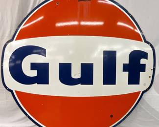 Porc. Gulf Dog Ear 6ft.Sign, Single-Sided