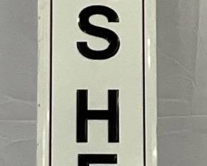 1974 Emb. ‘Wolf’s Head Motor Oil’ Self-Framed Vertical Metal Sign, 12″ x 82″