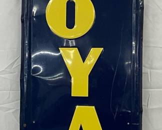 1932 Emb. U.S. Royal Tires Metal Self Framed Sign, 16in x 61in