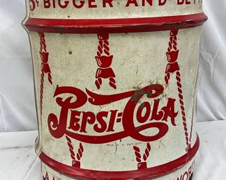 Early Pepsi-Cola Double Dot Metal Syrup Can, 17in x 16in