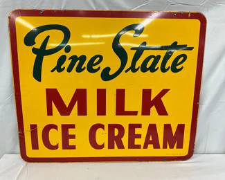 1963 Pine State Milk and Ice Cream Metal Sign, 36×30