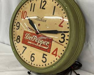 Telechron Dr. Pepper Clock, Glass Face, 14 1/2 inches