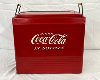 Emb. Coca-Cola Cooler with Hinged Lid and Insert, 18in x 16in