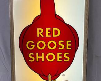 Lexan Red Goose Shoes Light-Up Advertising Sign, 13in x 26in