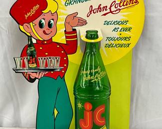 Early John Collins Soft Drink CB Store Display w/Bottle, 12×17