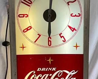 Early Coca-Cola Light-Up Clock with Lexan Face, 27″ x 61″