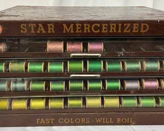 American Thread Company ‘Star Mercerized’ Sewing Cotton Display Cabinet with Spools, 16×14