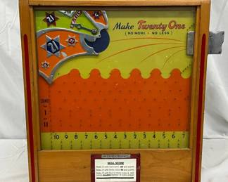Early “Make Twenty One” Coin Operated Game Measuring 9in x 18in