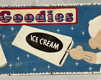 Emb. ‘Goodies Ice Cream’ Metal Sign, 52in x 23in