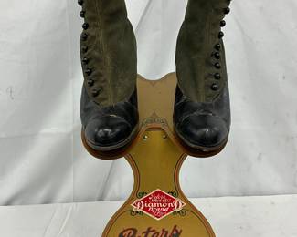 Early Peters Shoes Tabletop Display with Button-Top Boots, 8×19