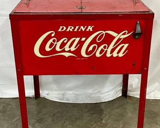Early Coca-Cola Metal Ice Box with Embossed Sides