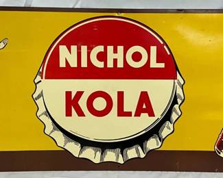 Nichol Kola Sign with Bottle and Mascot Graphics, 12×30 