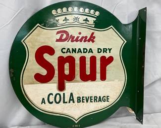 Drink Canada Dry Spur Cola Flanged Tin Sign, 18×18 Inches