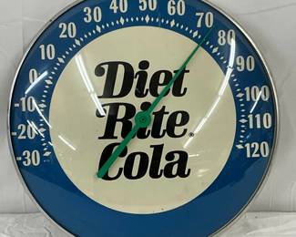 12in  Diet Rite Cola Glass-Faced Thermometer 