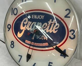 Grapette Soda Light-Up Clock, 15 inches