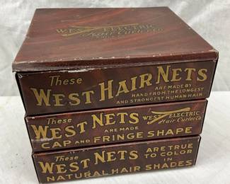 West Electric Hair Curler and Nets Metal Display Box, 15 1/2 x 9