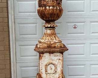 2 pc. Large Cast Iron Planter with Decorative Base, 83in x 25in Each
