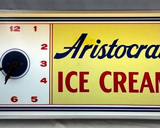 Aristocrat Ice Cream Lighted Clock with Lexan Face, 25in x 12in