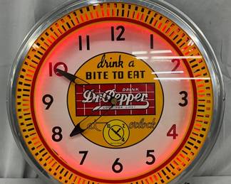 Dr Pepper Pinwheel Neon Clock, 20 inches