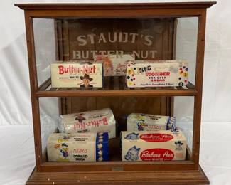 Wood and Glass Staudt’s Butter-Nut Bread and Cakes Display Case, 30in x 30in