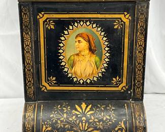 Oolong Tea Bin with Hand-Painted Design, 11in by 16in