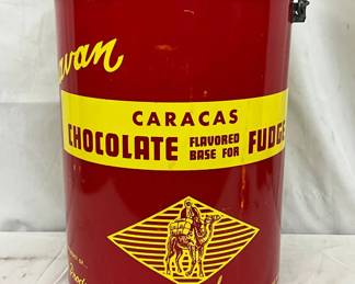 Early 60-Pound Caravan Caracas Chocolate Flavored Fudge Metal Can
