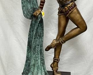 Dancing Woman Metal Statue with Decorative Base, 33in x 82in